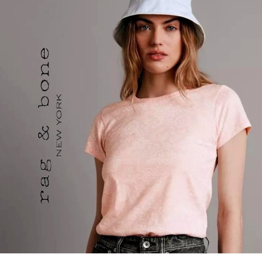 Rag & Bone pink and white floral tshirt.  Worn once.  Size XS.